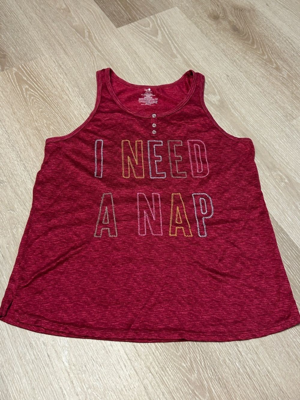 Secret Treasures “I NEED A NAP” Embroidered Sleep Tank Top sz Medium